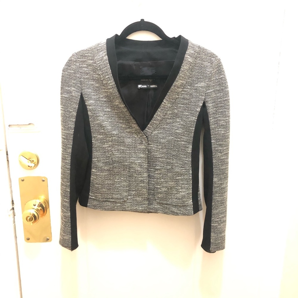 Nanette Lepore Tweed Blazer w/ Solid black Accents